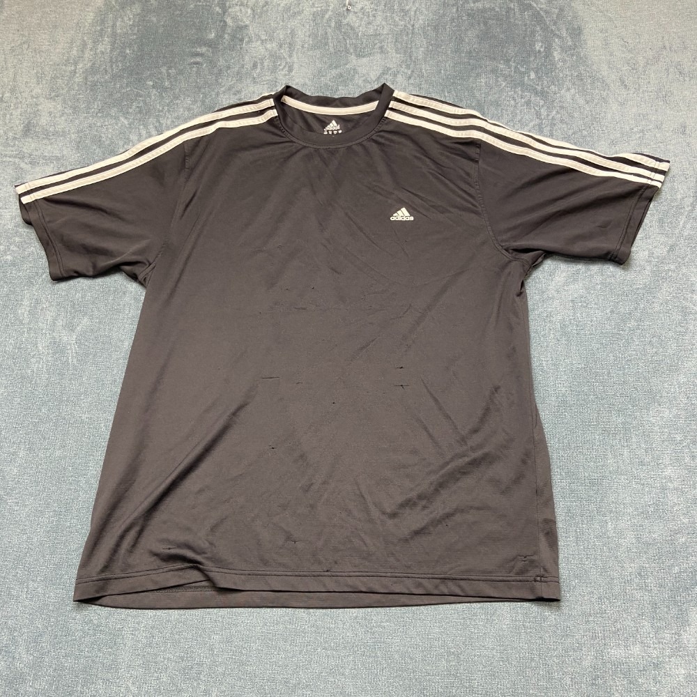 Adidas T Shirt Mens 2XL Black 3 Stripes Logo Short Sleeve Everyday Wear Tee